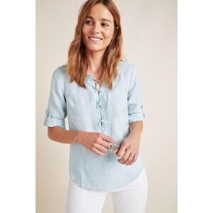 Maeve Marva Lace-Up Linen Blouse 10 NWT